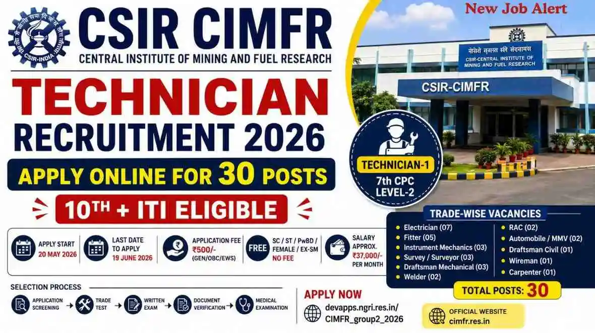 CSIR CIMFR Technician Recruitment 2026